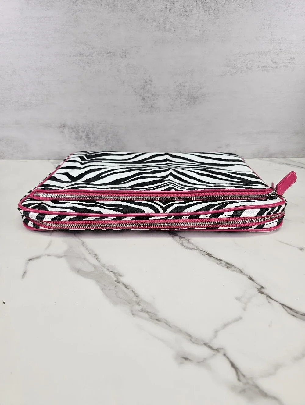 Zebra Print Laptop Case With Pink Trim